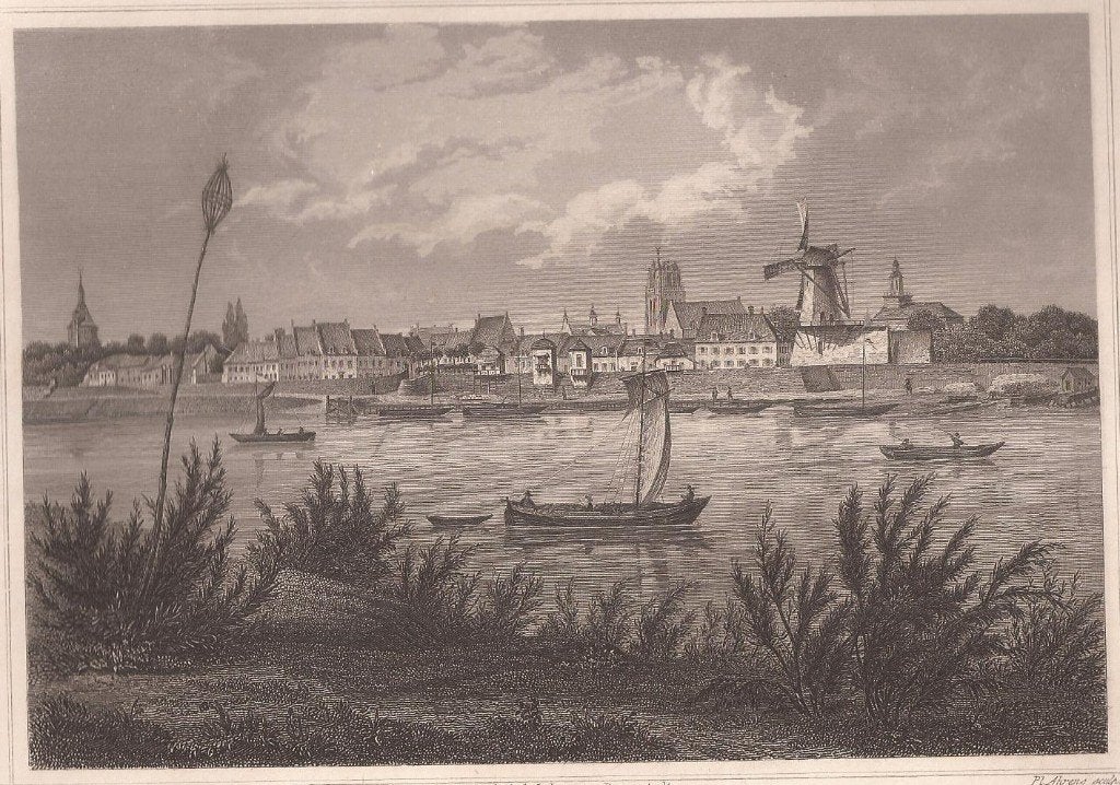 Wijk bij Duurstede Gezicht op Wijk Staalgravure Terwen 1858, Antiek en Kunst, 1800 - 1899, Stadsgezicht, Ophalen of Verzenden