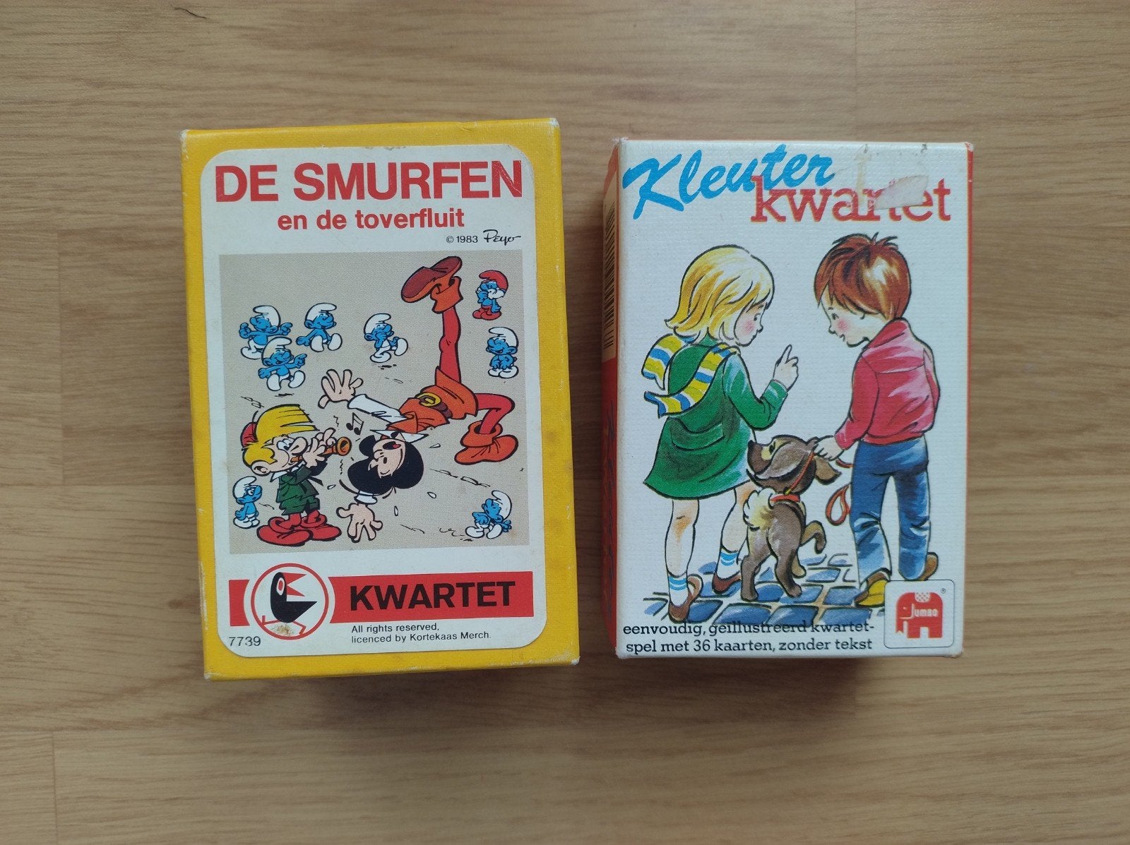 Vintage Kwartet Spellen: De Smurfen en Kleuter Kwartet, Drie of vier spelers, Ophalen of Verzenden, Gebruikt, Otto Maier Benelux, Jumbo