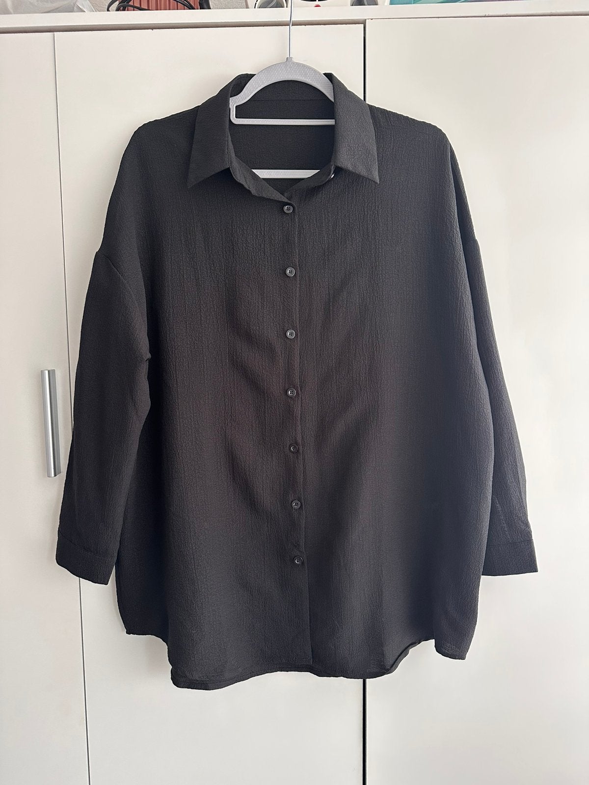 Shein dames lange zwarte blouse overhemd M 38, Verzenden, Zo goed als nieuw, Maat 38/40 (M), Zwart