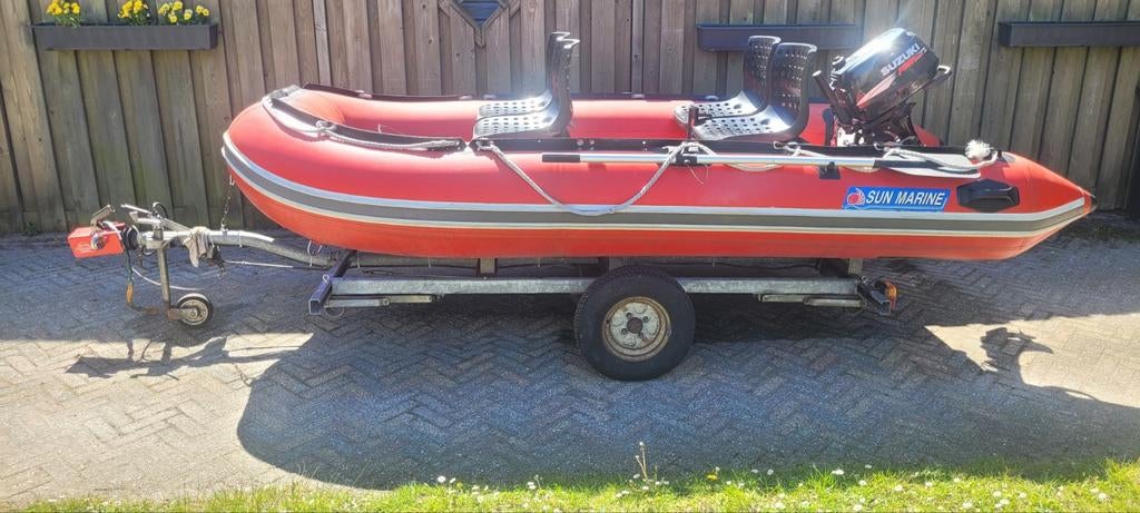 Zeer mooie Sun Marine SD360 met trailer en Suzuki 5PK BB, Watersport en Boten, Ophalen, Zo goed als nieuw