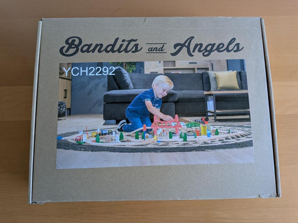 Bandits and Angels Houten Treinset 100-delig met grondplaat, Kinderen en Baby's, Speelgoed | Houten speelgoed, Ophalen of Verzenden