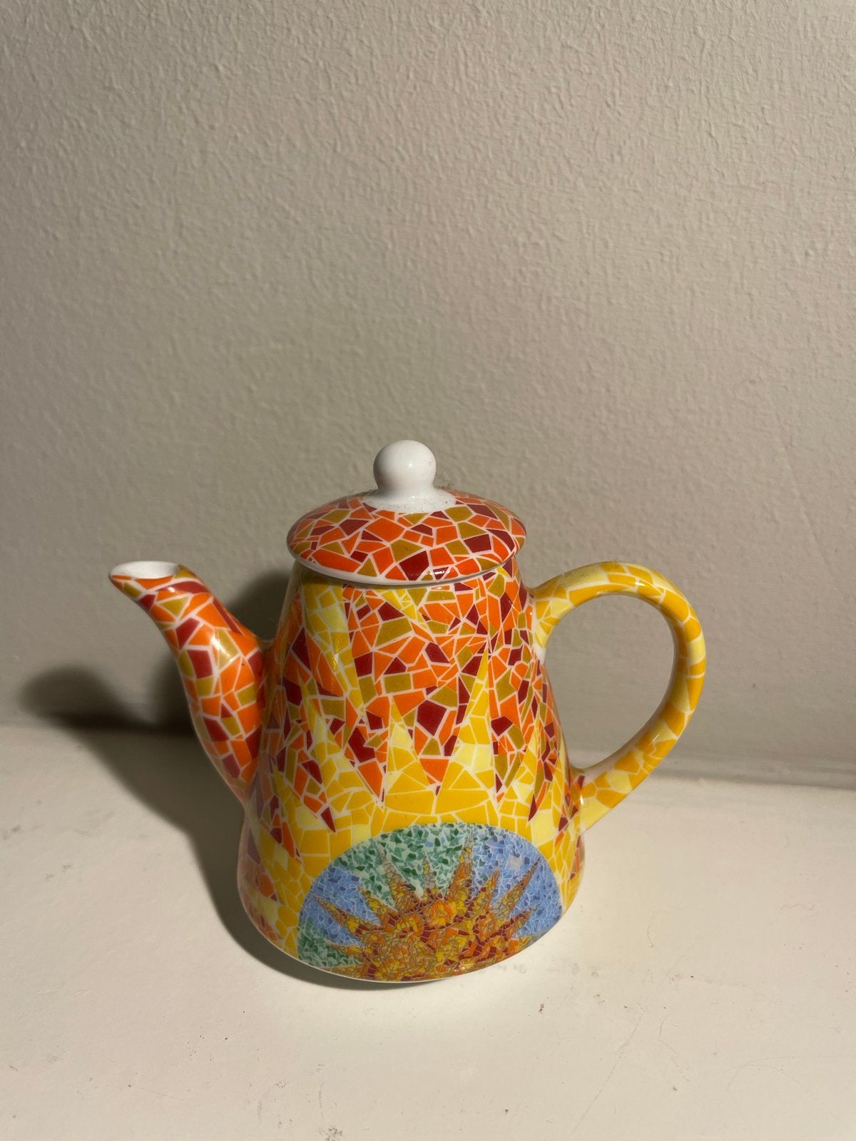Giordano di Ponzano Theepot - Mozaïek Design, Theepot/fluitketel, Ophalen of Verzenden, Zo goed als nieuw, Steen/keramiek