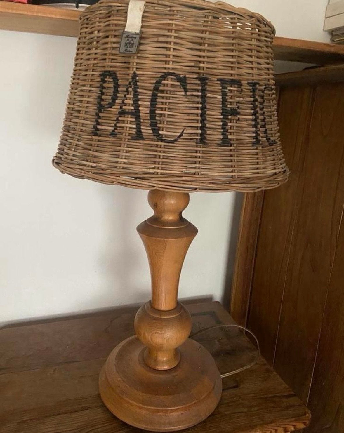 Rivièra maison lampenkap  Pacific' met houten lampenvoet, Overige merken, Gebruikt, E27 (groot), Hout