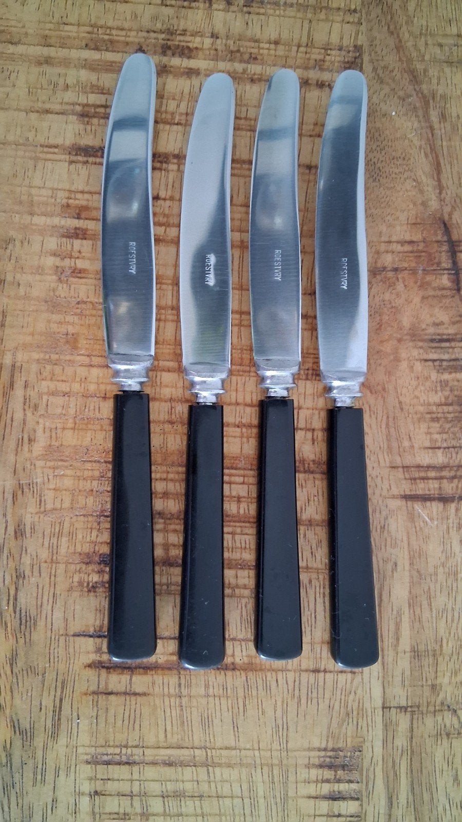 4 Sabre Pop ontbijtmessen Zwart - RVS € 19, Ophalen of Verzenden