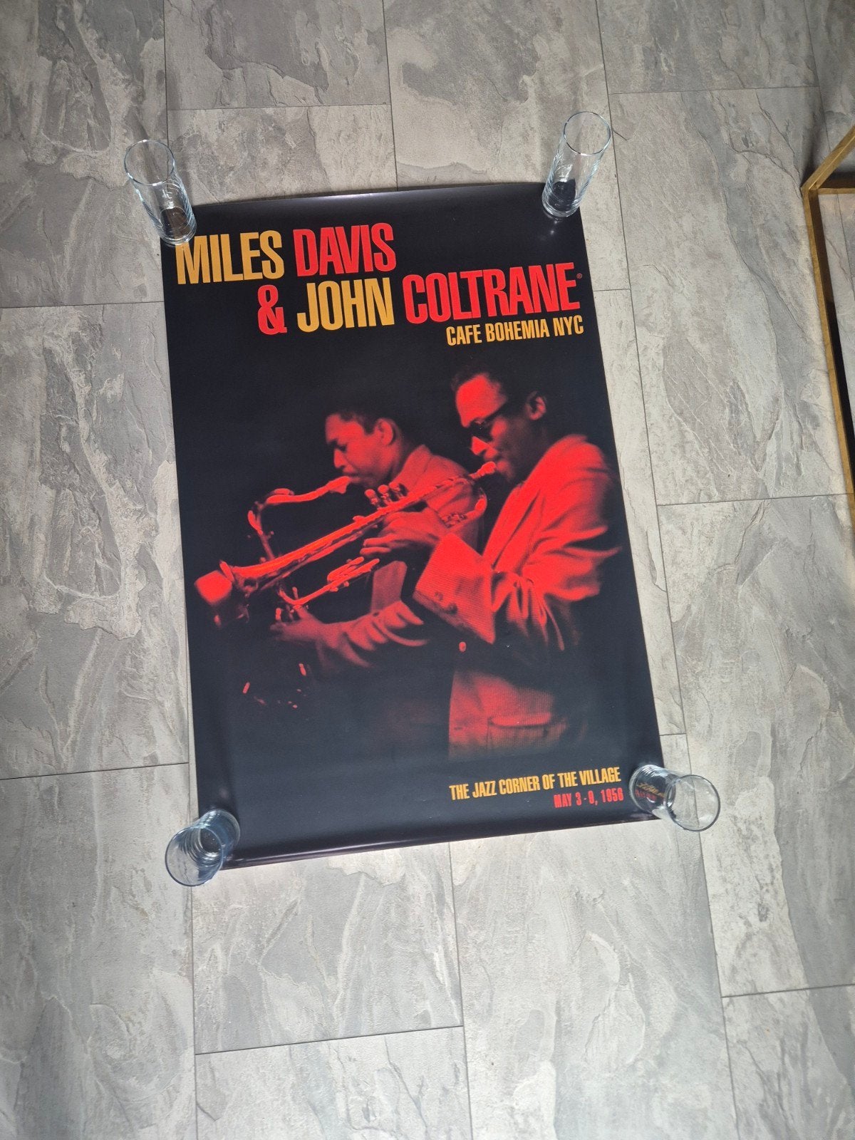 Miles Davis & John Coltrane Jazz Poster, Ophalen of Verzenden, A1 t/m A3, Muziek, Rechthoekig Staand