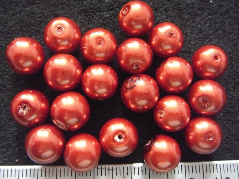 20 glas parels 10mm. donker oranje, Hobby en Vrije tijd, Ophalen of Verzenden, Nieuw, Kraal