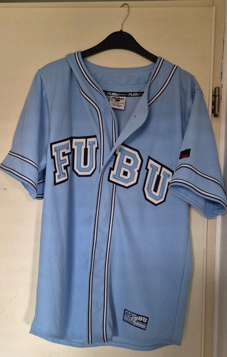 Vintage FUBU Baseball Jersey '05 Sports' – Blauw – MaatM/L(Y, Sport en Fitness, Honkbal en Softbal, Ophalen of Verzenden, Kleding