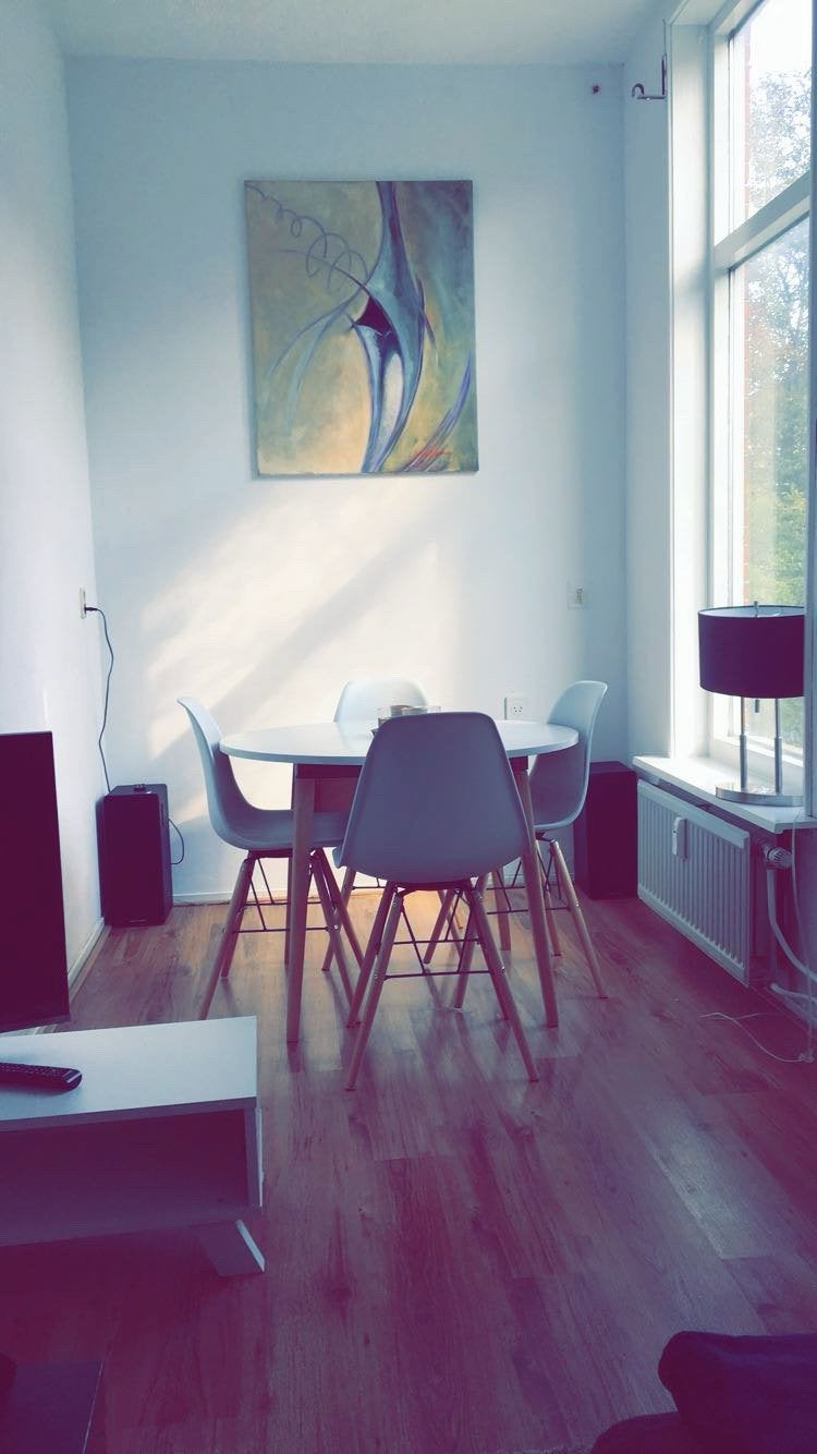 Ronde tafelset met 4 stoelen, Ophalen, Gebruikt, 100 tot 150 cm, Rond