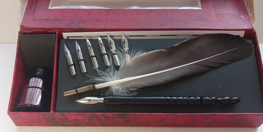 Veerpen Set - Feather Pen Set - Schreibfeder Set - NIEUW, Diversen, Schrijfwaren, Ophalen of Verzenden, Nieuw