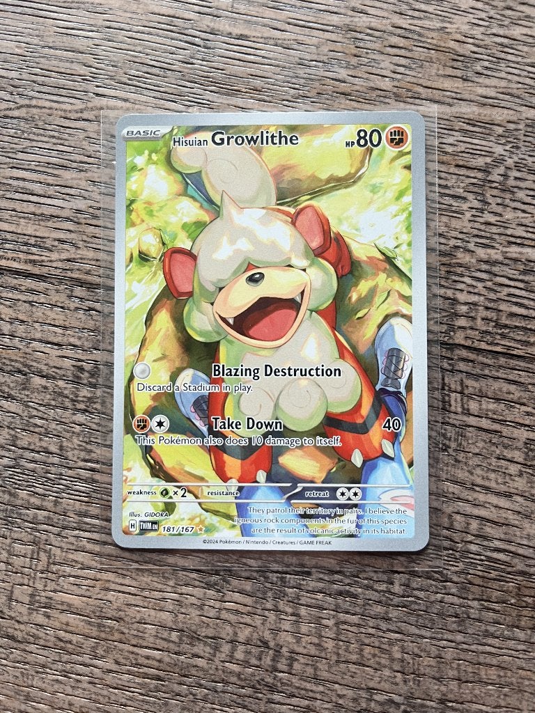 Hisuian Growlithe (TWM 181) Pokemon kaart, Ophalen of Verzenden, Zo goed als nieuw, Losse kaart, Foil