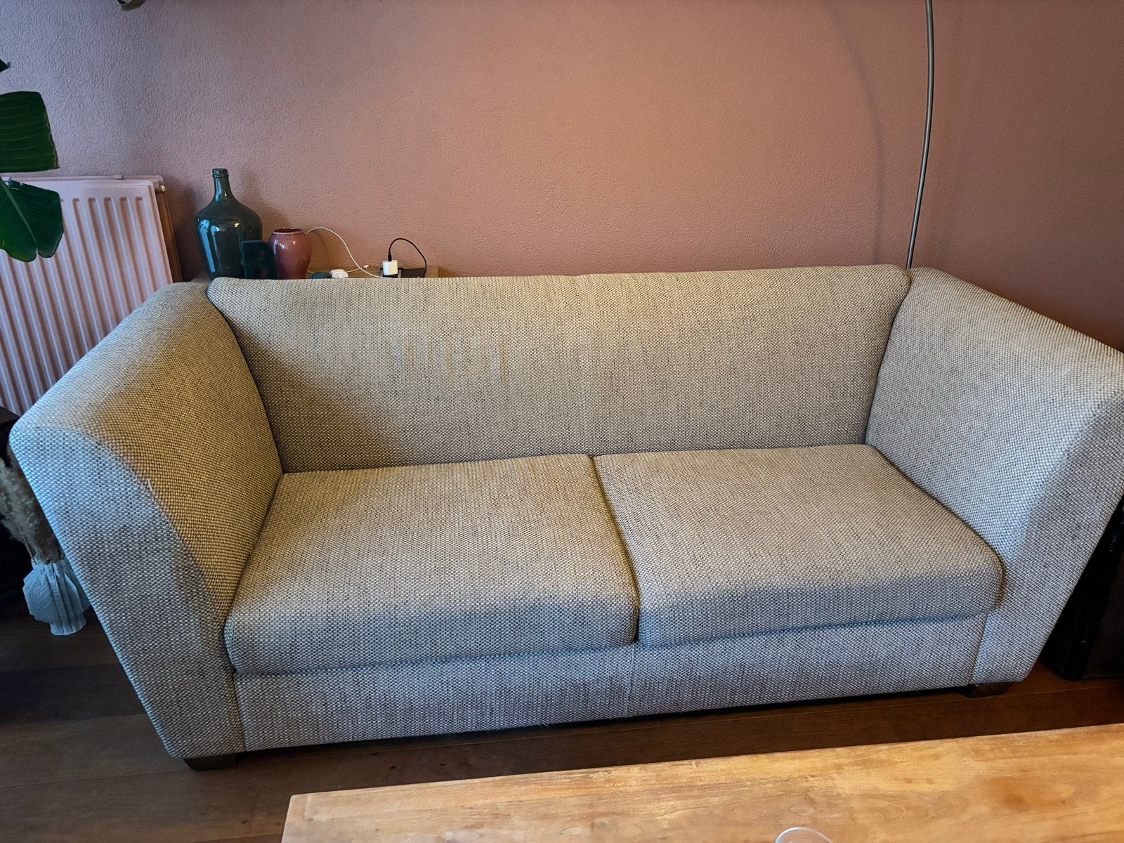Grote Loungebank met of zonder twee loveseats, Ophalen, Hout, Gebruikt, 75 tot 100 cm