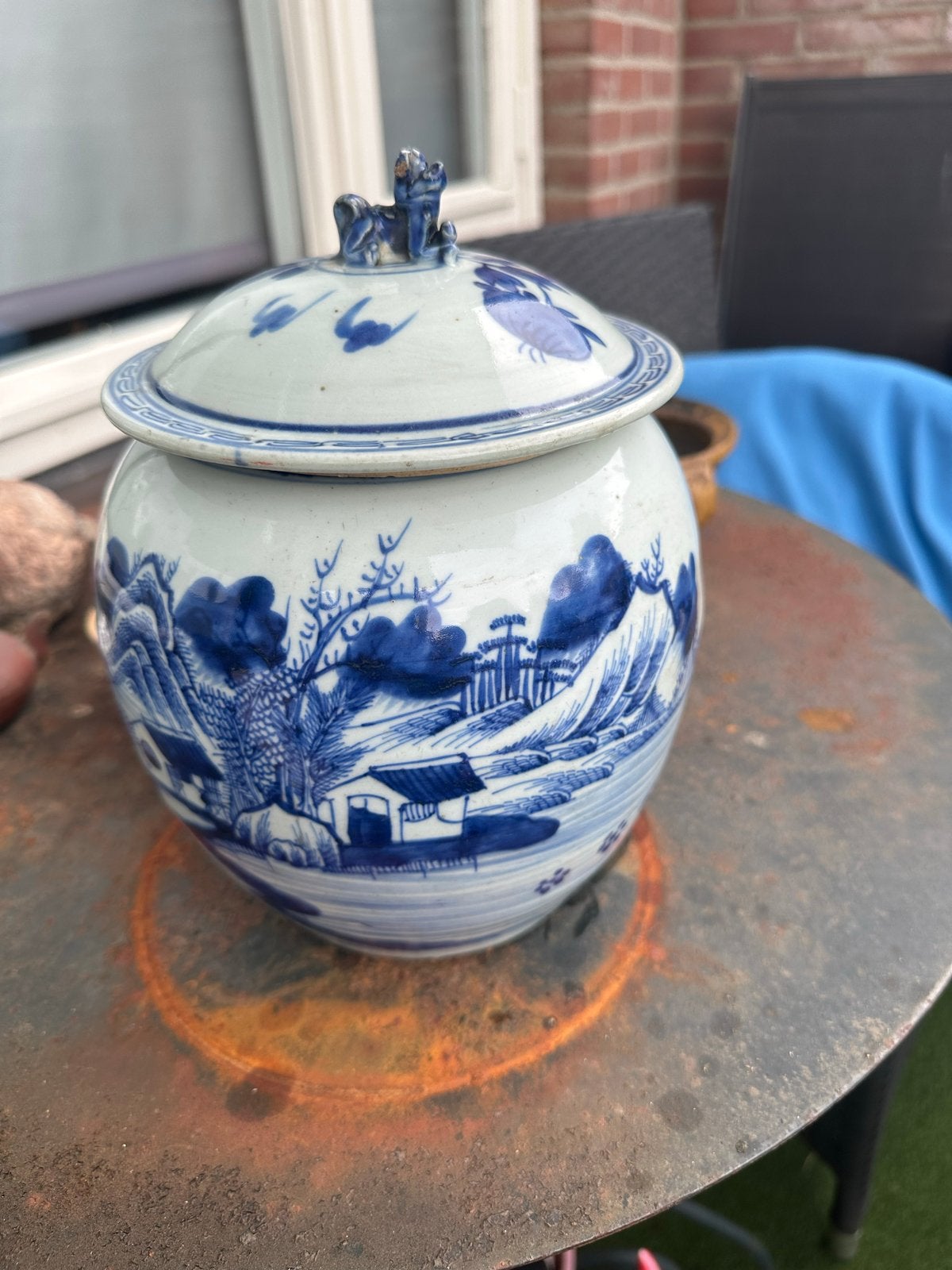 Antieke Chinese Gemberpot - Blauw-wit - Qing-dynastie, Ophalen