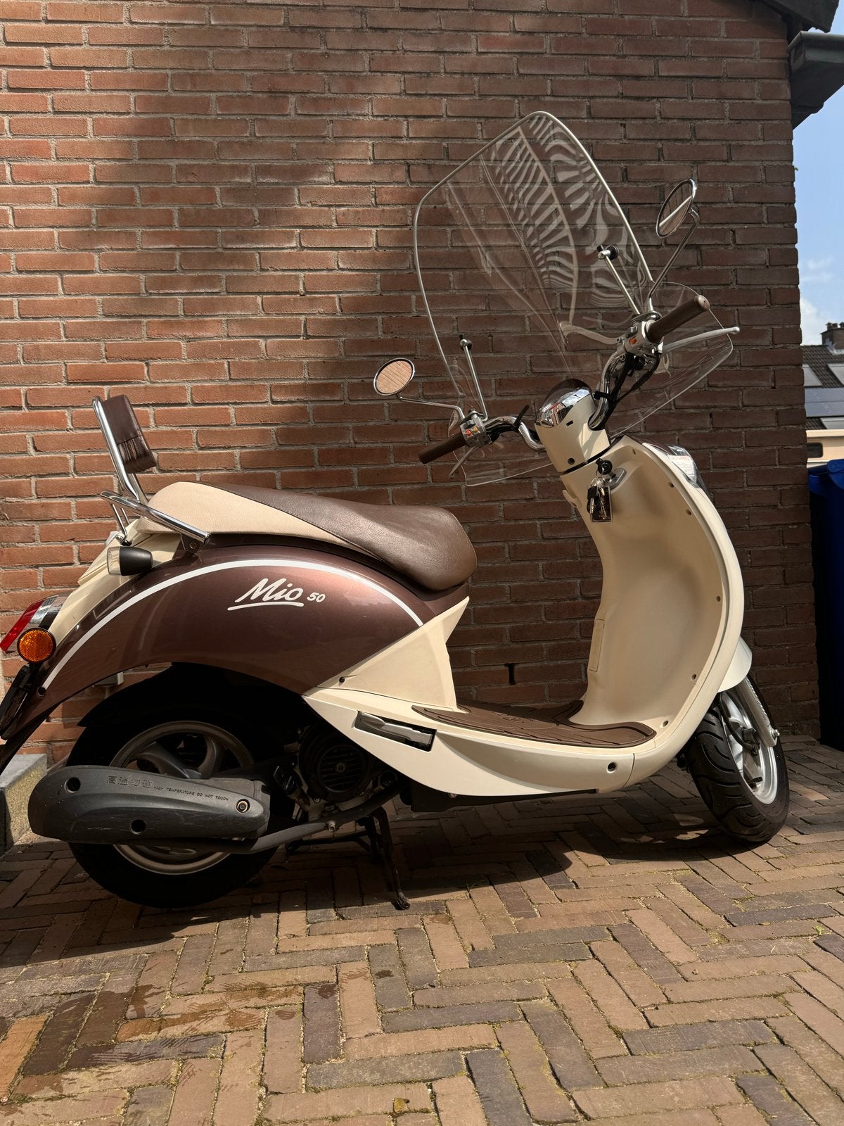 SYM Mio 50 Scooter - Bruin/Crème met Windscherm, Ophalen, Gebruikt, Benzine, SYM