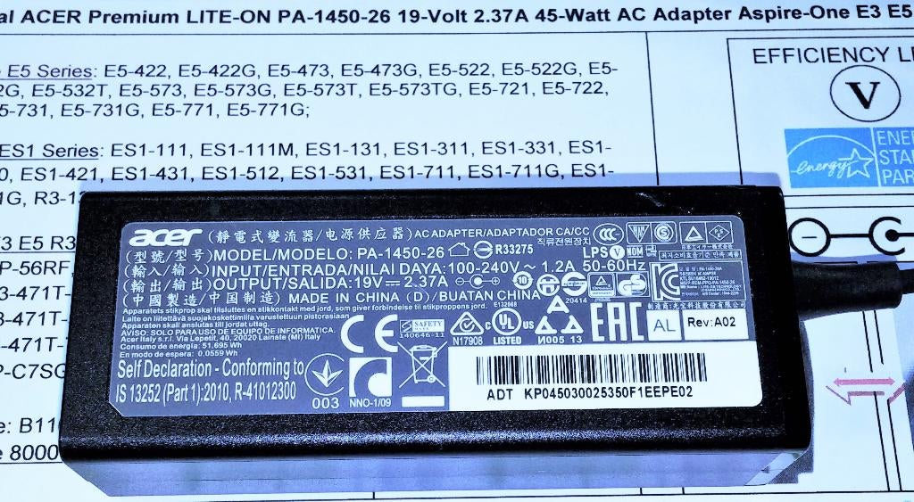 Acer LITE-ON PA-1450-26 19V 2.37A 45W Adapter Aspire E3 E5, Ophalen of Verzenden, Nieuw, Acer