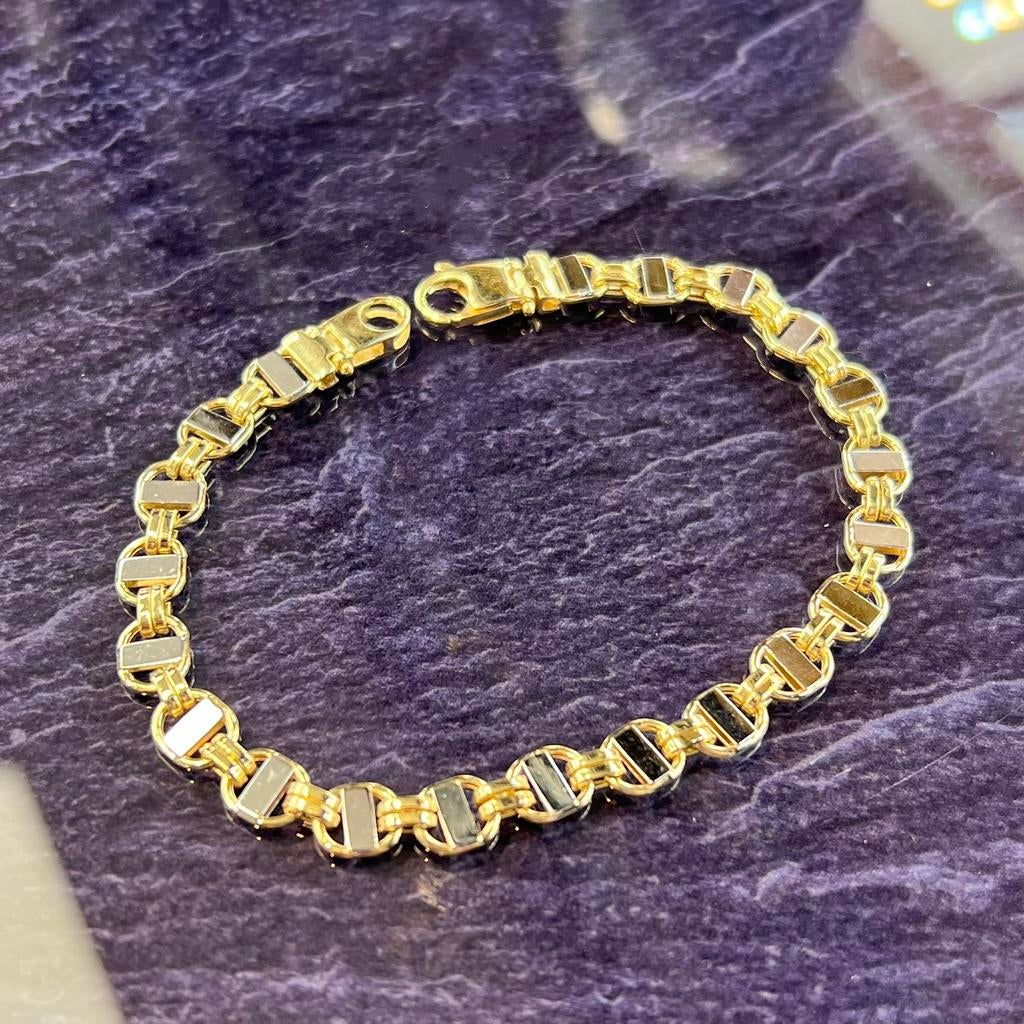 14 karaat gouden armband flat magnum kingsley schakel, Ophalen of Verzenden, Nieuw, Goud
