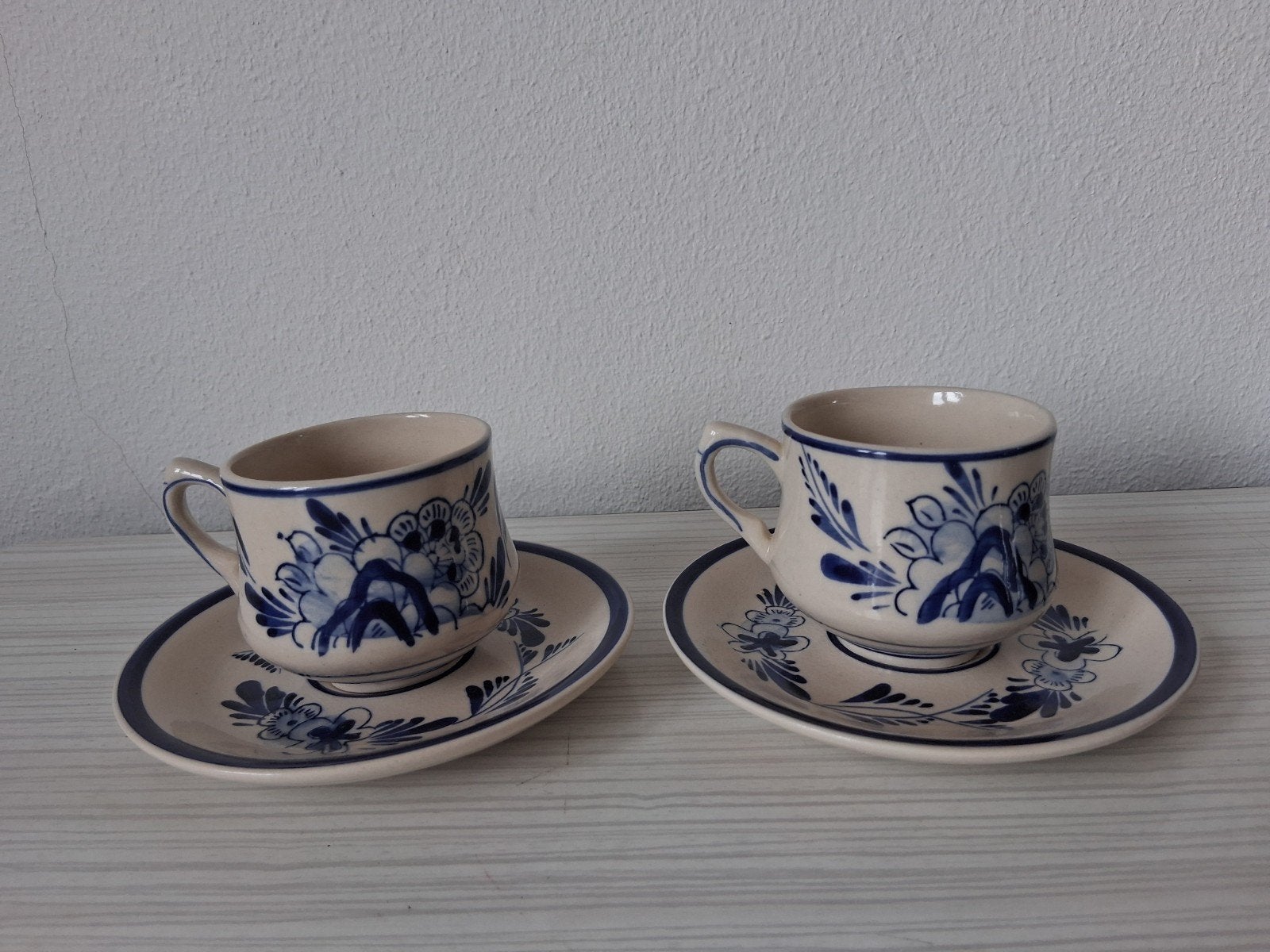 Delfts Blauw handgeschilderde kop en schotel set, Ophalen of Verzenden