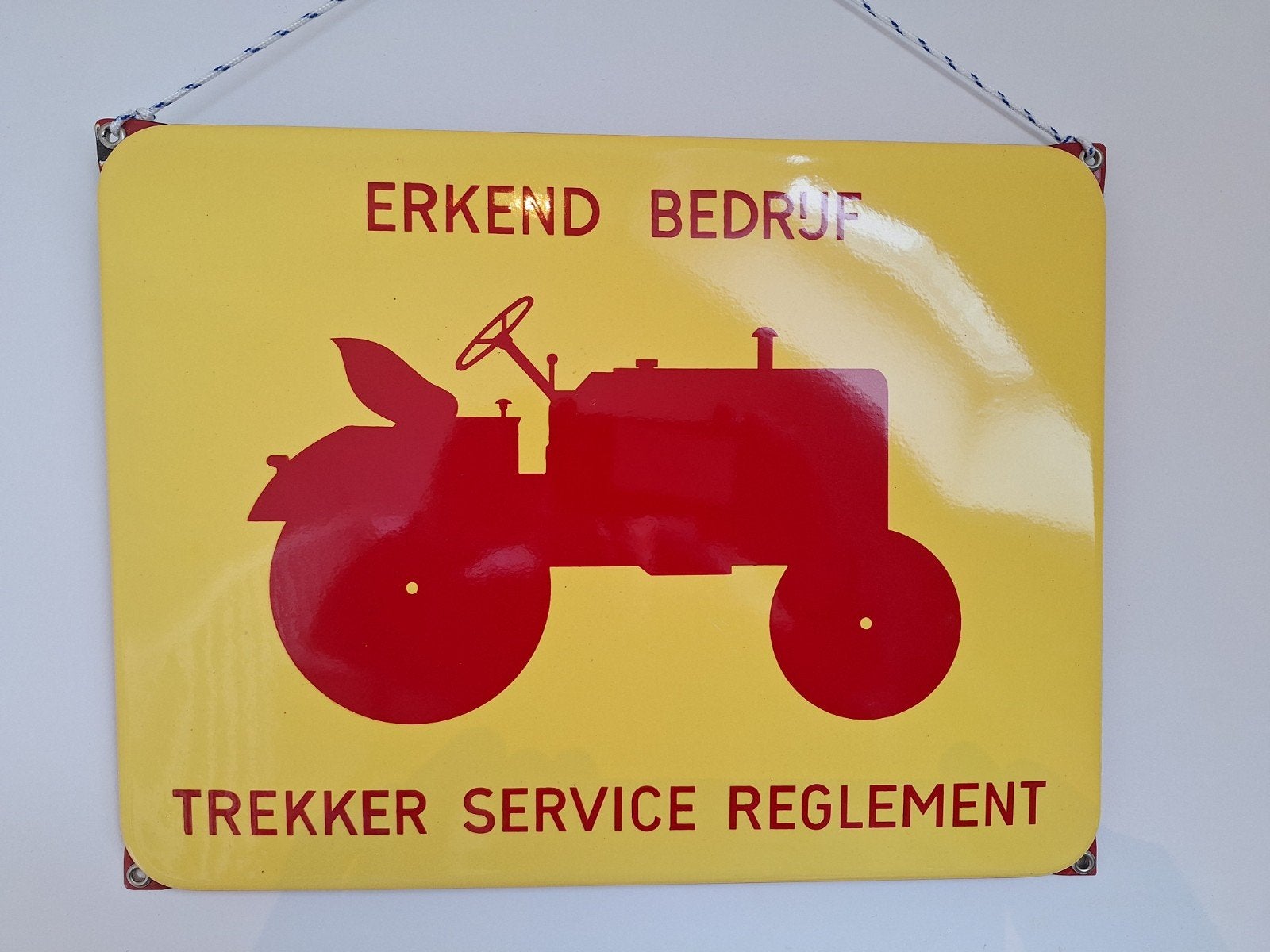 Emaille reclamebord tractor, Verzamelen, Ophalen, Gebruikt, Reclamebord