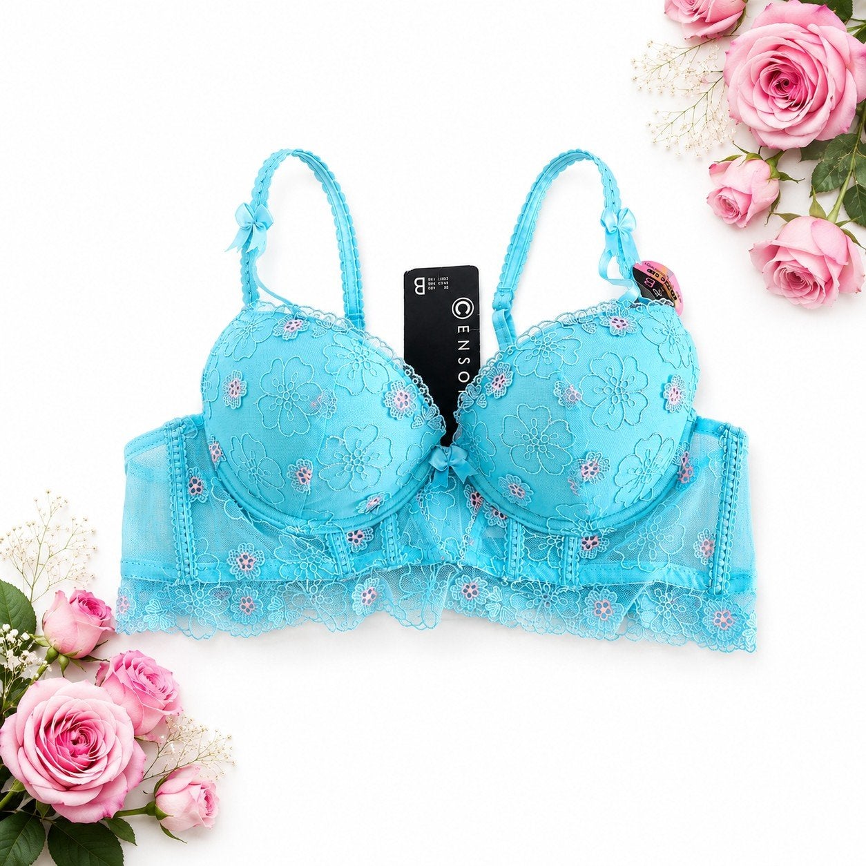 Nieuwe blauwe push-up bh met bloemenprint maat 80B, Blauw, Onbekend, New Yorker, Ophalen of Verzenden