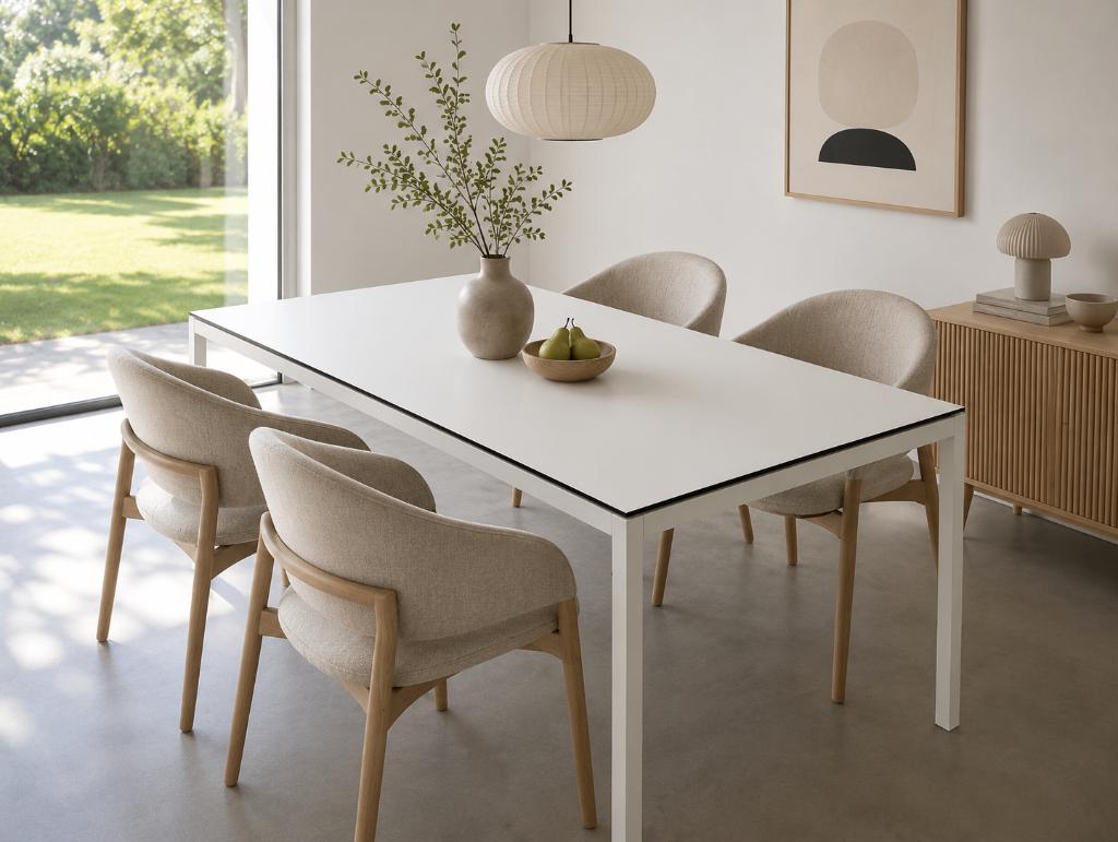 Unieke design tafel op maat – staal & Trespa (RAL 9016), Ophalen, Zo goed als nieuw