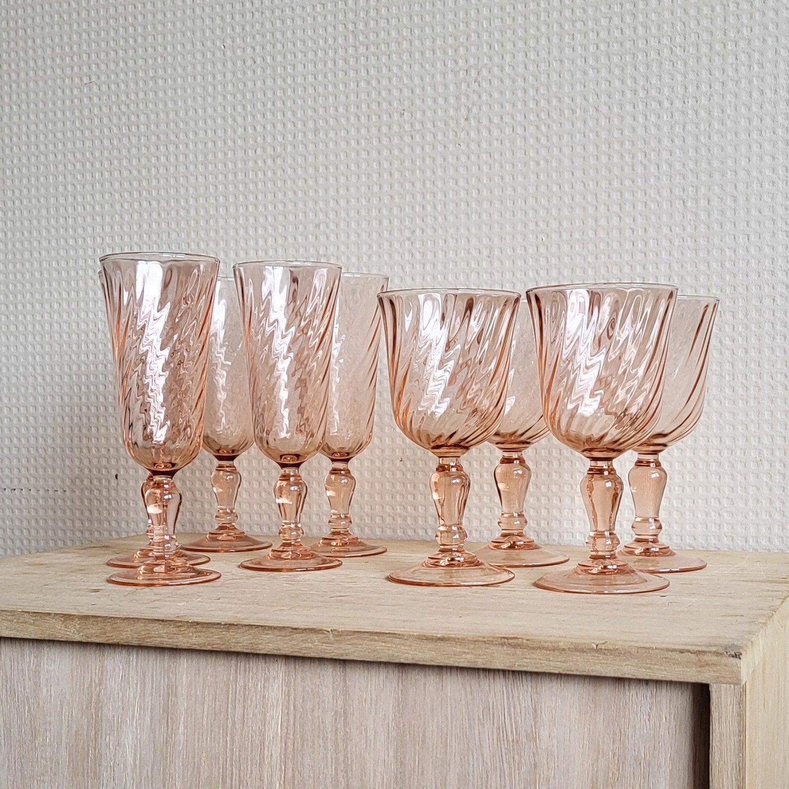 Prachtige 13 delige vintage Luminarc rosaline set glazen!!, Ophalen of Verzenden, Zo goed als nieuw, Overige typen