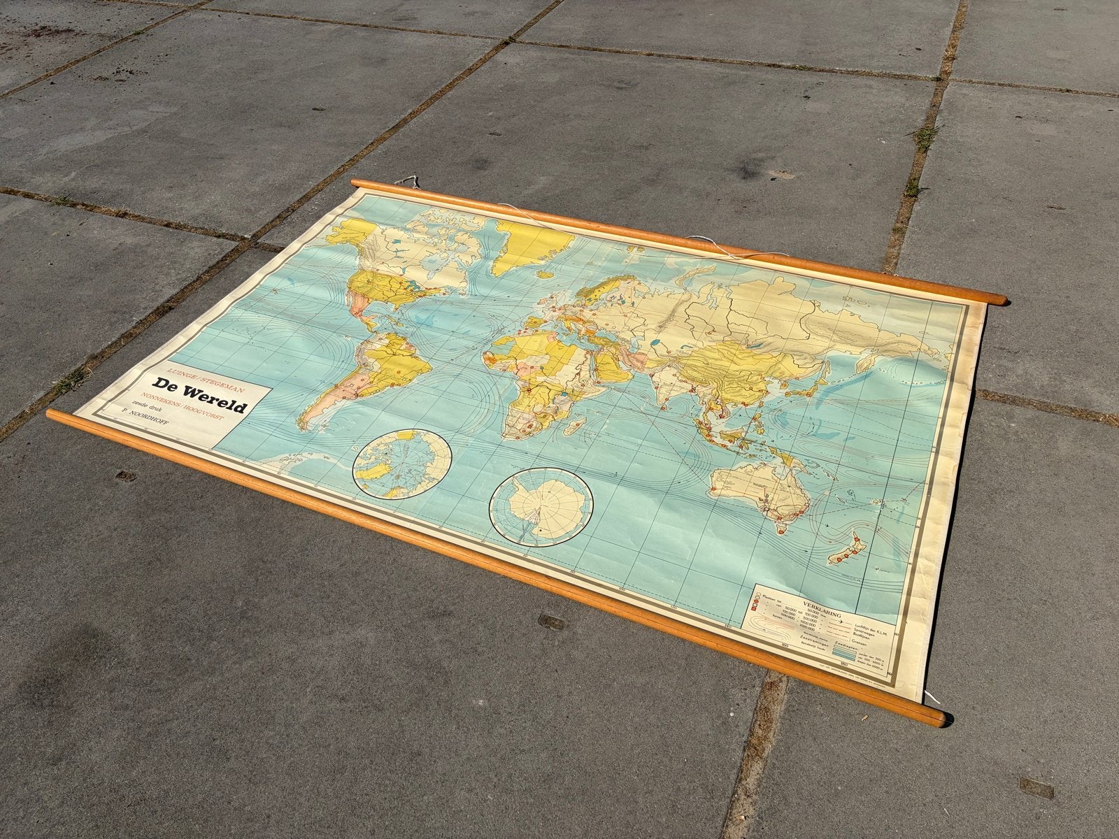 Vintage Wereldkaart Wandkaart XL, Ophalen, 1800 tot 2000, Wereld, Landkaart