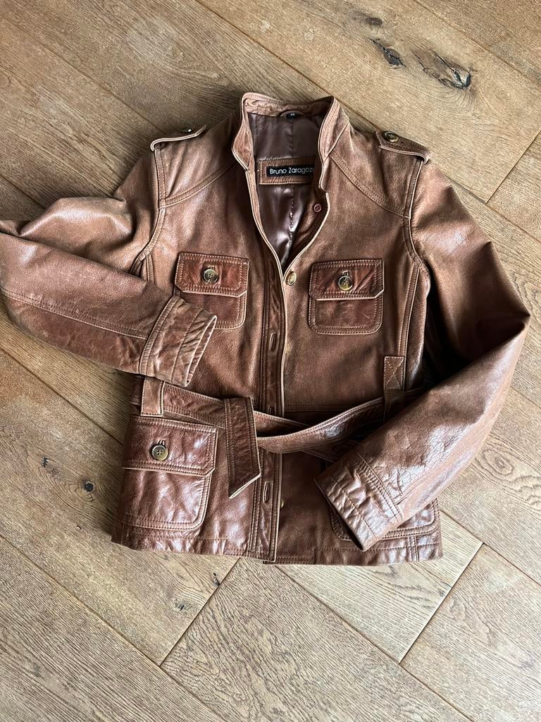 Leren jasje bruin xs, Ophalen of Verzenden, Zo goed als nieuw, Meisje, Jas