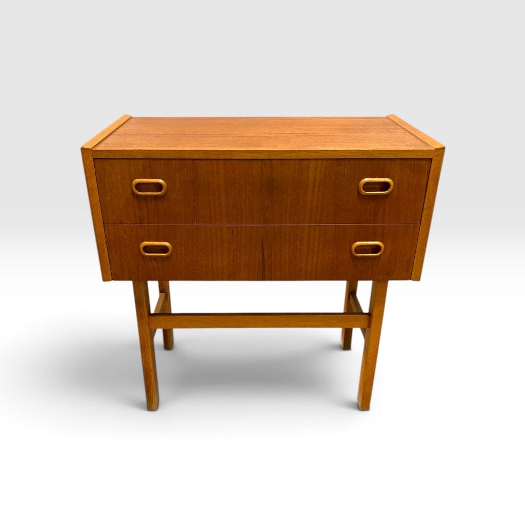 Teak fineer vintage ladekastje, Gebruikt, 1 of 2 laden, Teakhout, ?