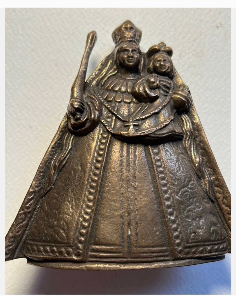 Zwaar bronzen beeld maagd maria, kindje Jezus Scepter Kroon,, Ophalen of Verzenden