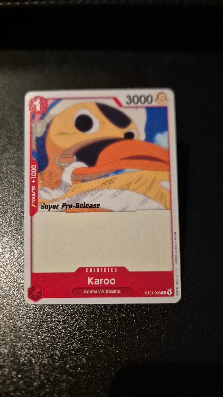 One Piece - Karoo, Super Pre-Release, Ophalen of Verzenden, Zo goed als nieuw, Losse kaart