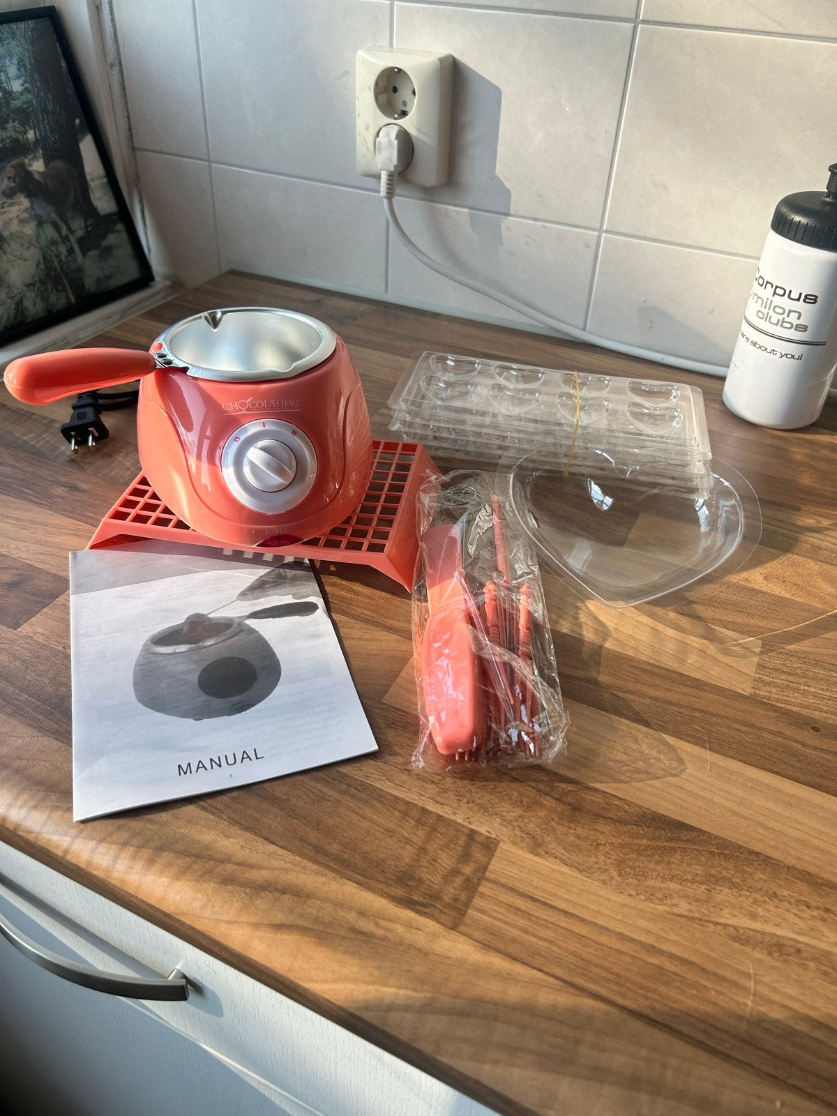 Chocolatiere elektrische chocoladesmelter met accessoires, Overige typen, Ophalen of Verzenden, Nieuw