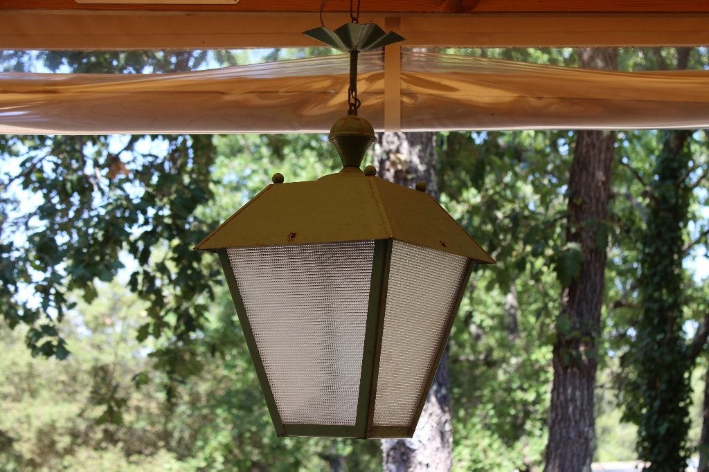 Brocante - Twee grote hang-buitenlampen!, Ophalen, Gebruikt