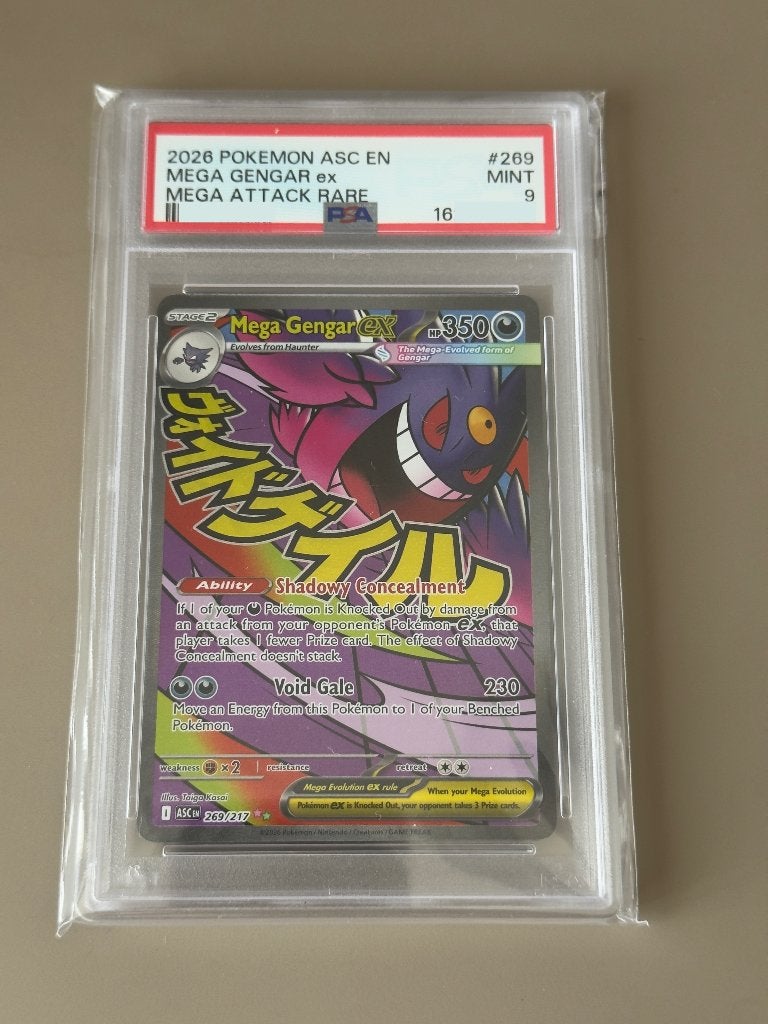 Mega Gengar ex ASC 269/217 in PSA9, Ophalen of Verzenden, Nieuw, Losse kaart, Foil
