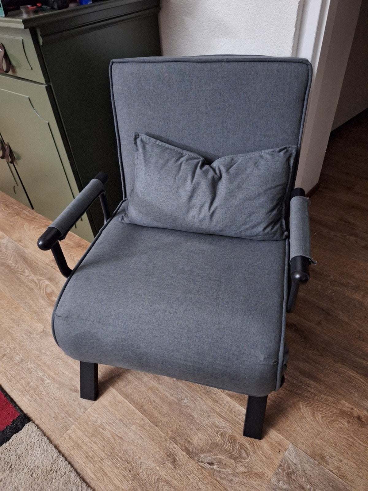 Slaapstoel / Luie Stoel - Uitklapbaar tot Bed, Ophalen, Gebruikt, 190 cm of minder, Grijs