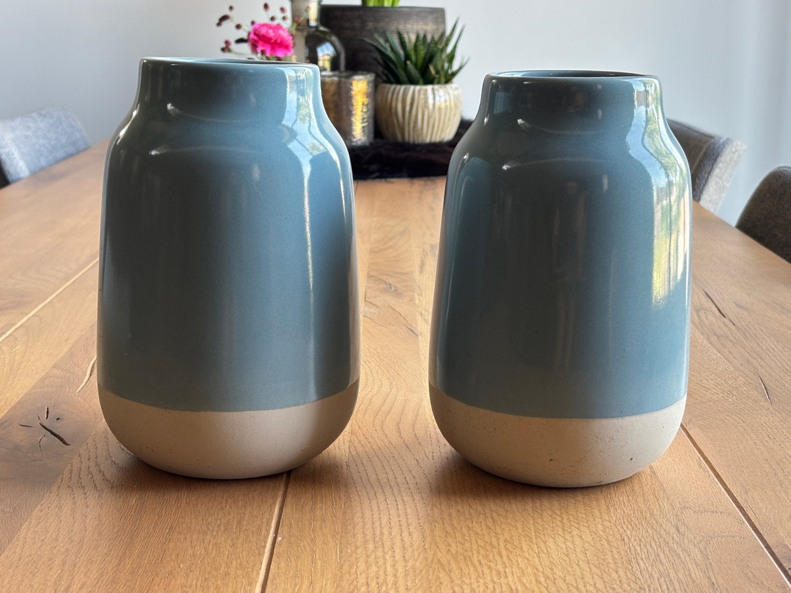 Set van 2 Scapa Home vazen - Blauw/Beige, Ophalen, 23 cm, Blauw, Zo goed als nieuw