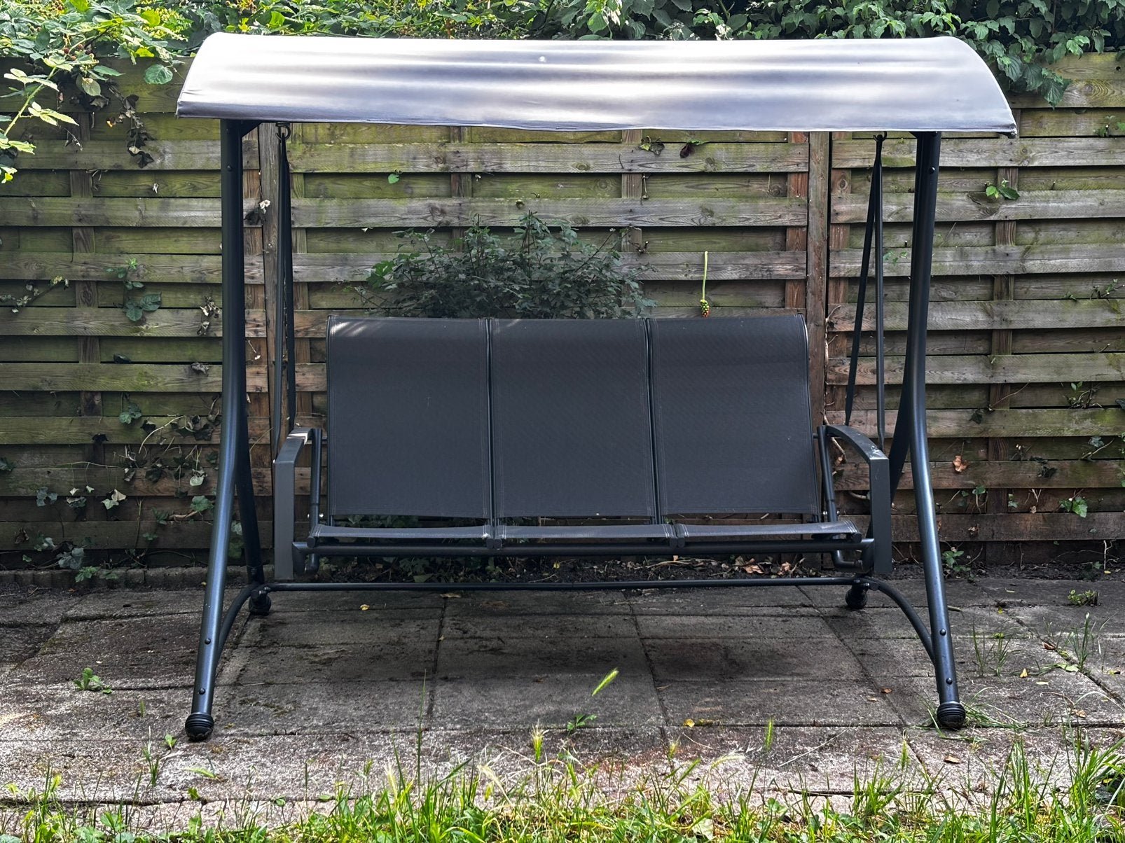 Comfortabele 3-zits schommelbank met zonnescherm, Ophalen, Gebruikt, Metaal, Schommelbank