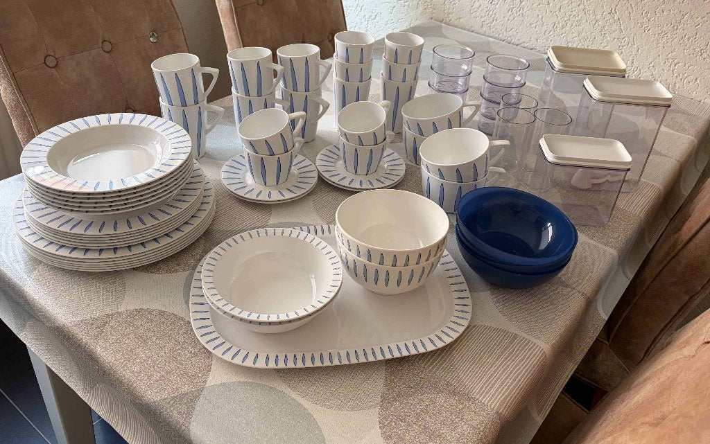 Mepal lavendel campingservies en bestek 84 delig, Ophalen of Verzenden, Zo goed als nieuw