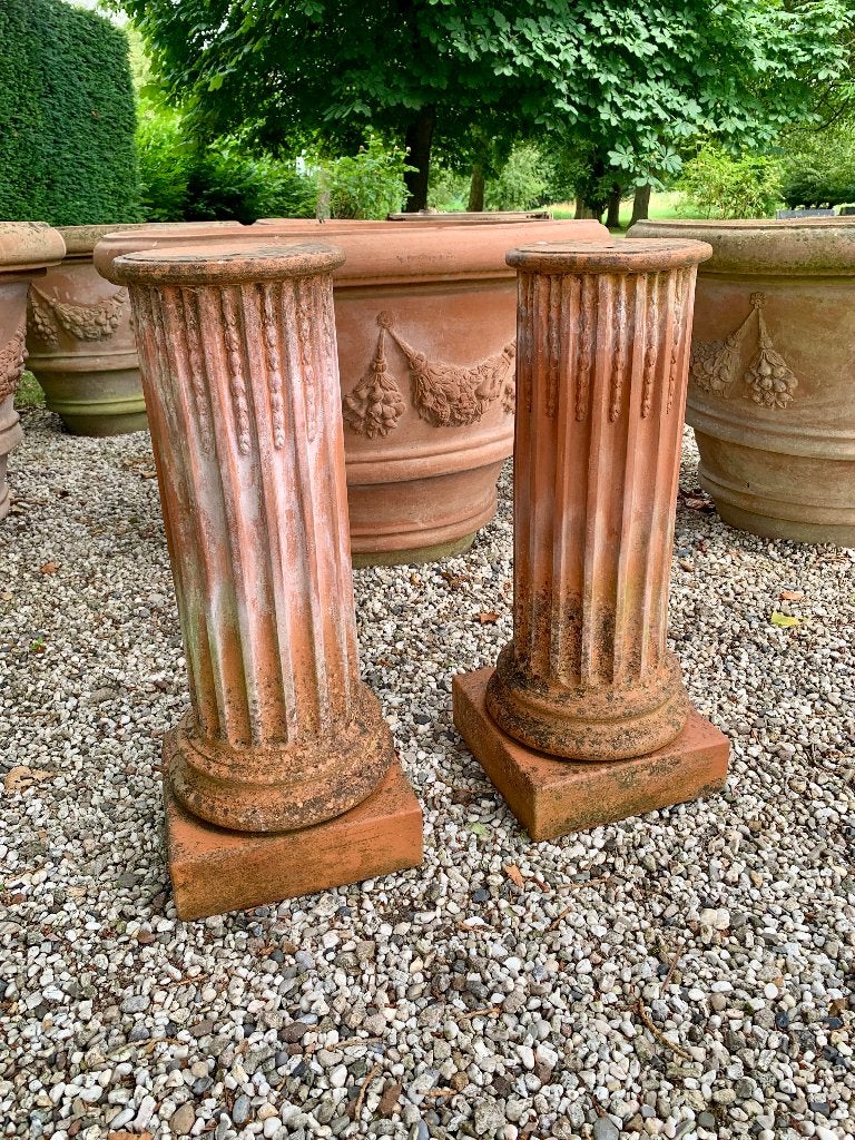 Set van twee vintage terracotta zuilen, Antiek en Kunst, Antiek | Keramiek en Aardewerk, Ophalen