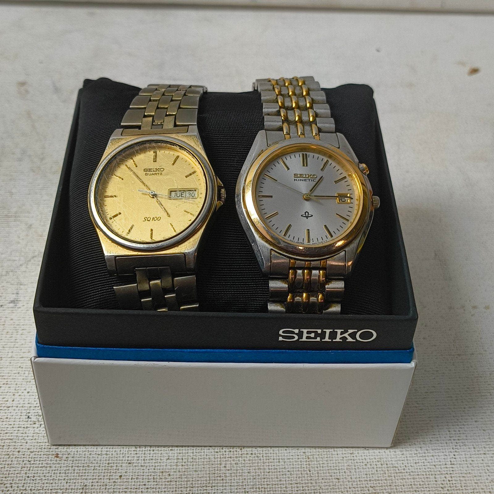 Vintage Seiko Kinetic + Seiko SQ100, Ophalen of Verzenden, Gebruikt, Staal, Seiko