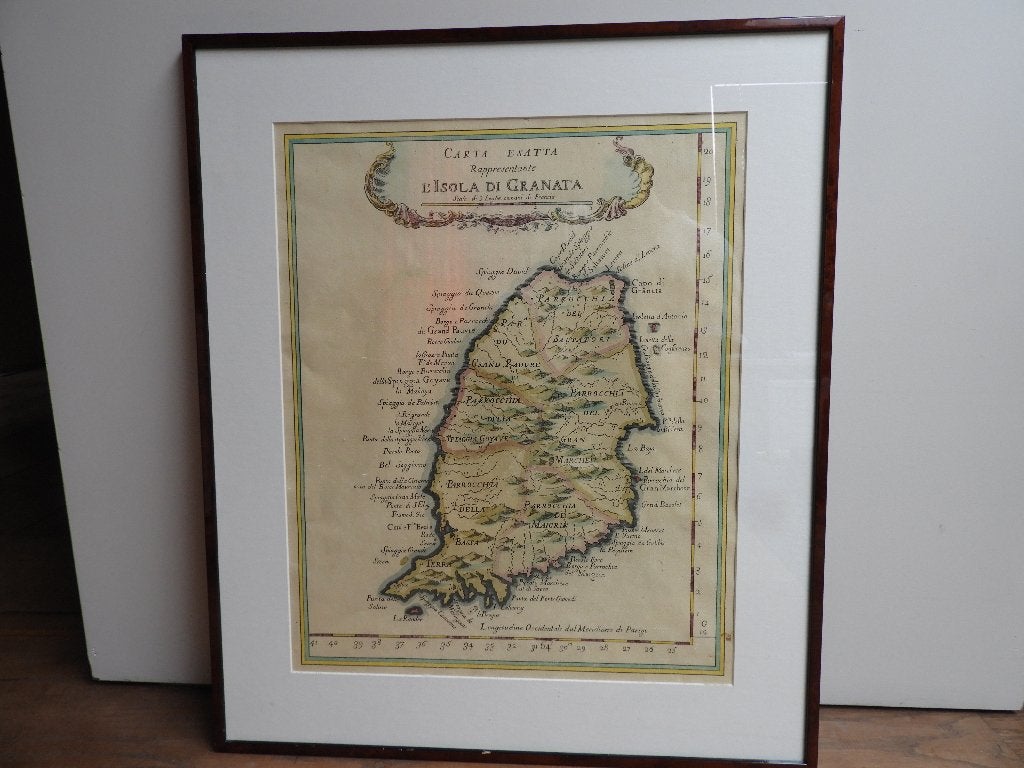 Landkaart L'Isola Di Granada (Grenada) - 1763, Voor 1800, Landkaart, Wereld, Ophalen