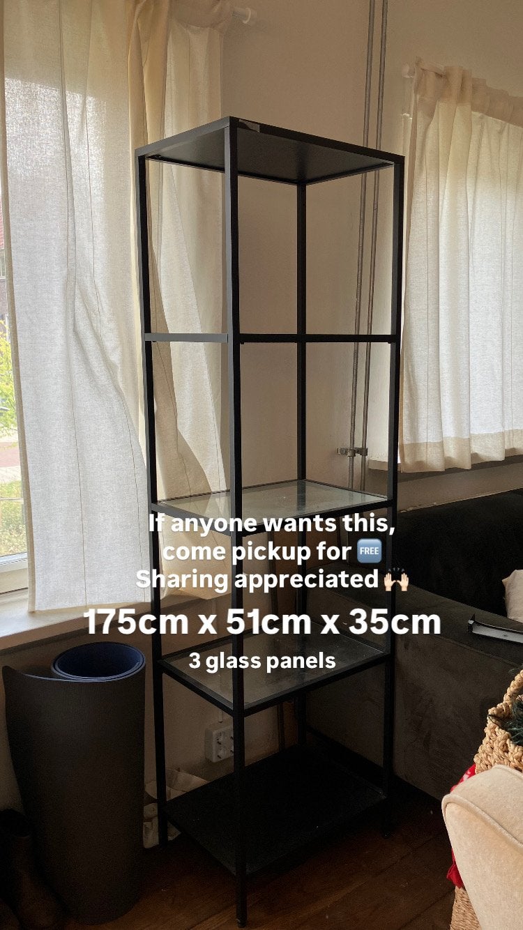 Glazen stellingkast free for pickup, Ophalen, Met plank(en), Gebruikt, 50 tot 100 cm