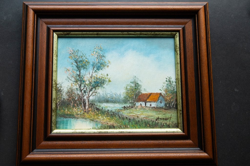schilderij Henner Knauf, Doek, Ophalen of Verzenden, Landschap, Olieverf