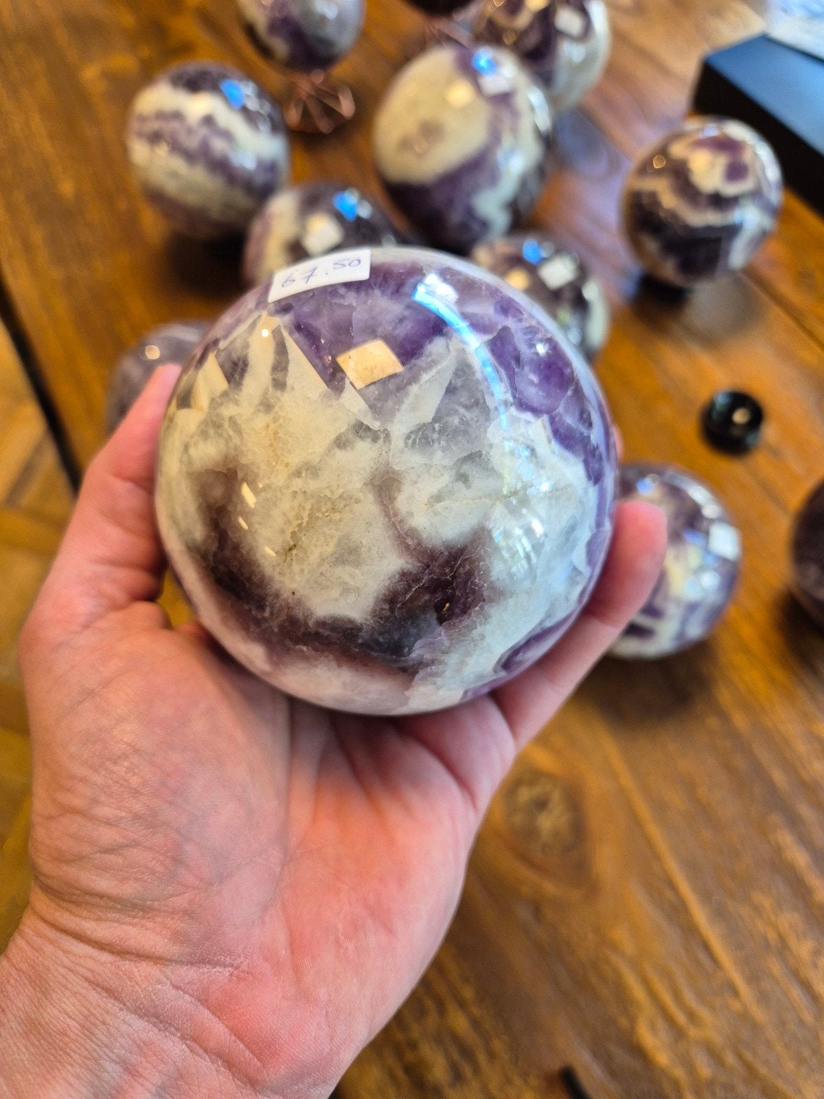 Chevron amethist bol sphere 10 cm, Ophalen of Verzenden