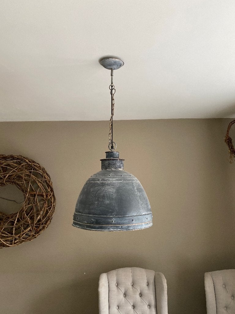 Hanglamp grijs stoer / sober interieur, Huis en Inrichting, Ophalen, Zo goed als nieuw, E27 (groot)