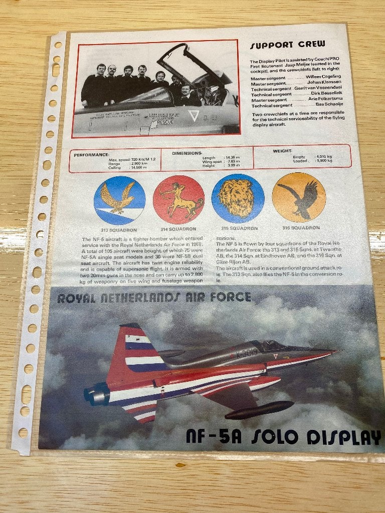 NF-5 solo display folder KLU RNLAF, Ophalen of Verzenden, Zo goed als nieuw, Kaart, Foto of Prent