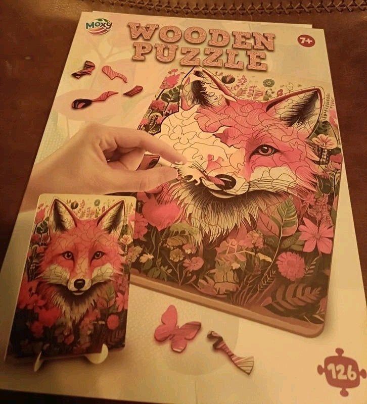 ⭐Houten Moxy Puzzel vos - ¹²⁶stukjes, Ophalen, Minder dan 500 stukjes, Nieuw, Legpuzzel