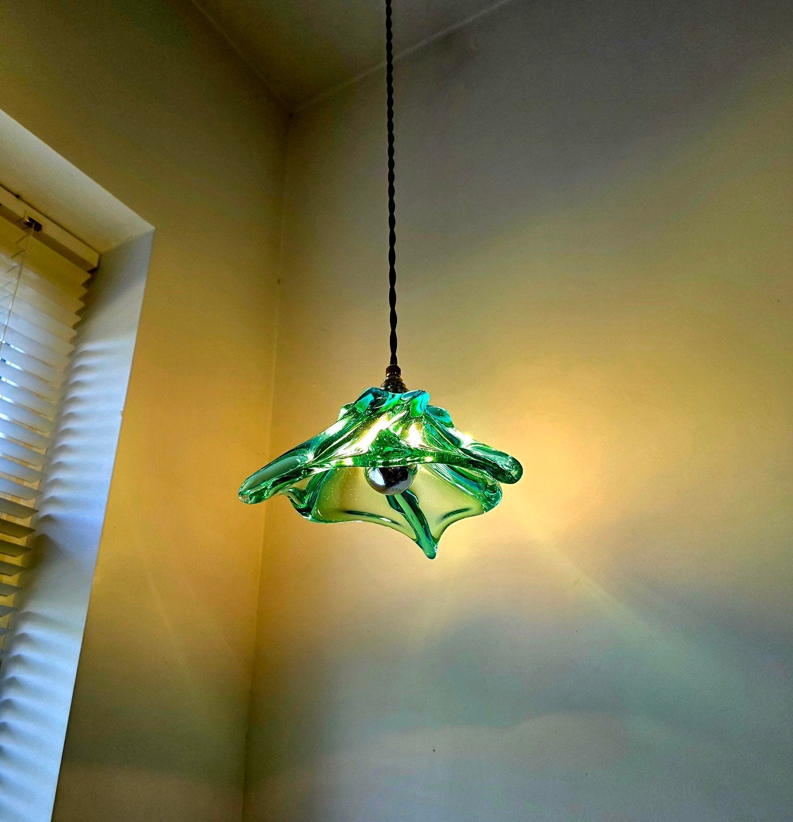 Vintage Val Saint Lambert kristalglazen hanglamp., Ophalen of Verzenden