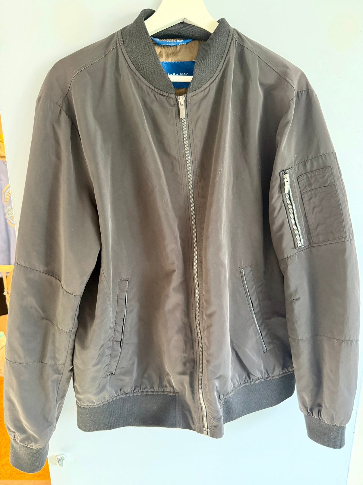 Zara Man bomberjack zomerjas donkergrijs XXL, Ophalen of Verzenden, Gedragen, Overige maten, Grijs