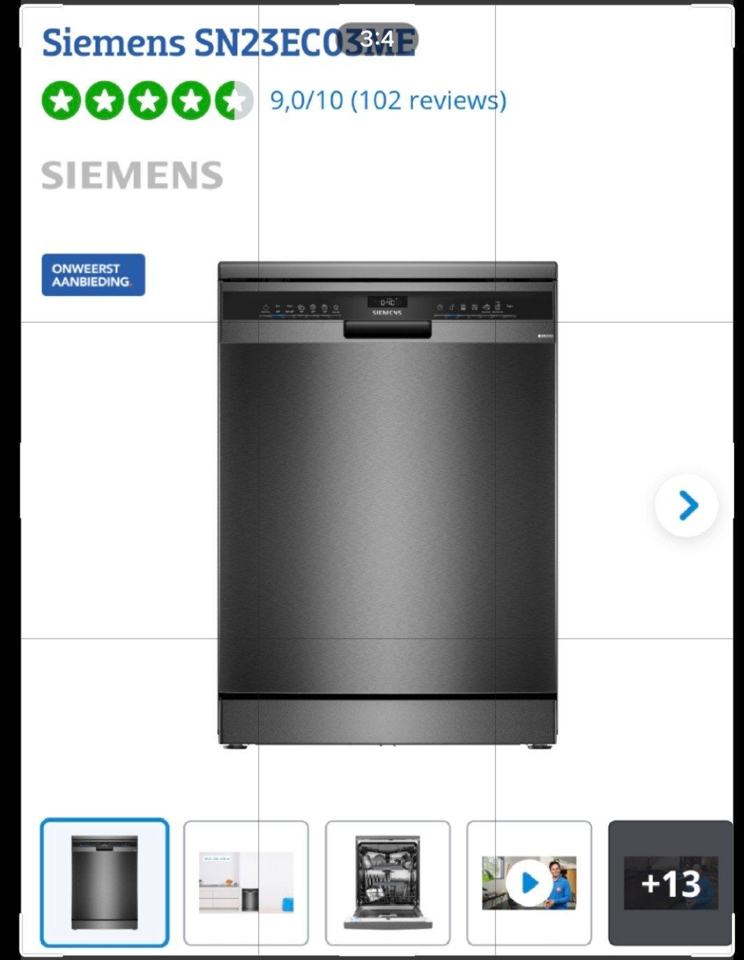 Siemens Vaatwasser SN23EC033E & Inventum Inductiekookplaat, Witgoed en Apparatuur, Ophalen, Minder dan 85 cm, 4 kookzones, Zo goed als nieuw