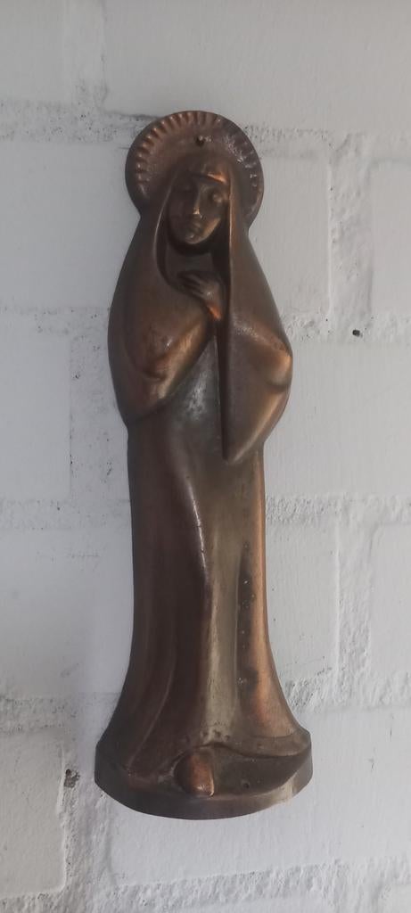MOOI ZWAAR BRONZEN MARIA BEELD IN ZEER MOOIE VORMEN. HET BEE, Ophalen of Verzenden