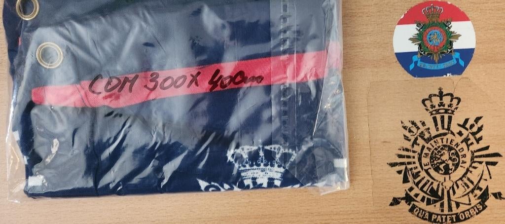 6) banier Contact Oud Mariniers 300 x 40, Ophalen of Verzenden, Marine, Nederland, Embleem of Badge